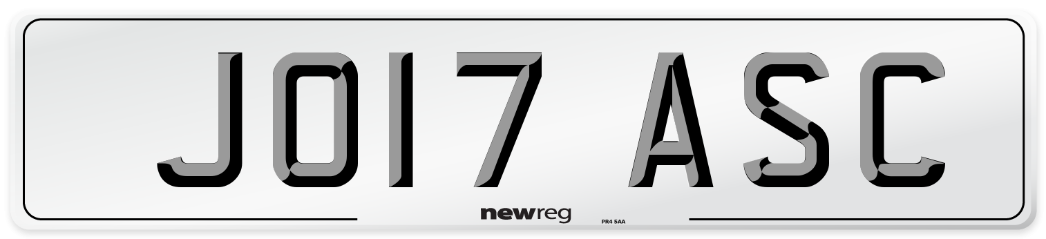 JO17 ASC Number Plate from New Reg
